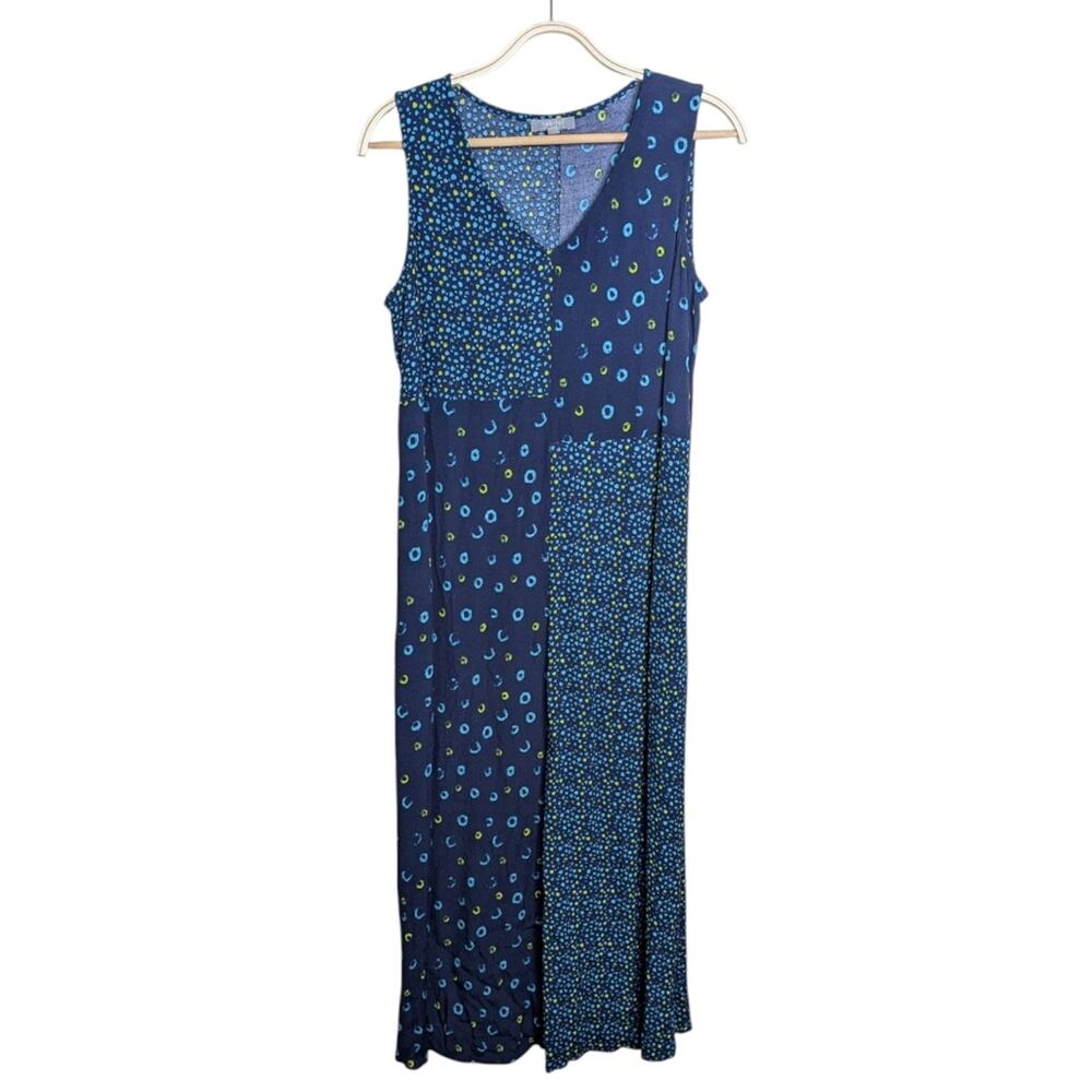Habitat Midi Dress Small Mixed Print Patchwork VNeck Artsy Cottagecore Soft Girl